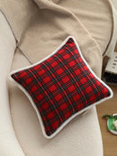 Axyaa Red Plaid Christmas Pillow Cover - Soft Decorative Atmosphere Pillowcase