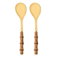 Axyaa Stainless Steel Bamboo Handle Spork Salad Server Fork Spoon Set