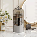 Axyaa Rotating Birdcage Makeup Brush Holder with Clear Lid - Vanity Cosmetic Storage