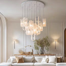 Axyaa Nordic Cream Glass Chandelier: Luxury Gloss Pendant Light