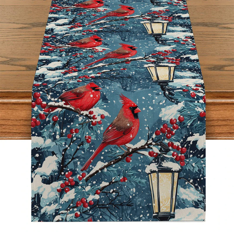 Axyaa Christmas Berry Table Runner: Elegant Dining Decor for Indoor & Outdoor Tables