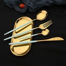 Axyaa Pink Gold Stainless Steel Cutlery Set - 24Pcs Mirror Dinnerware Flatware