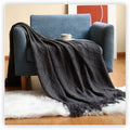 Axyaa Textile City Knitted Throw: Nordic Chunky Plaid Bedspread for Winter