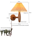 Axyaa Cream PVC LED Wall Lamps - Japanese Walnut Wood Applique Murale