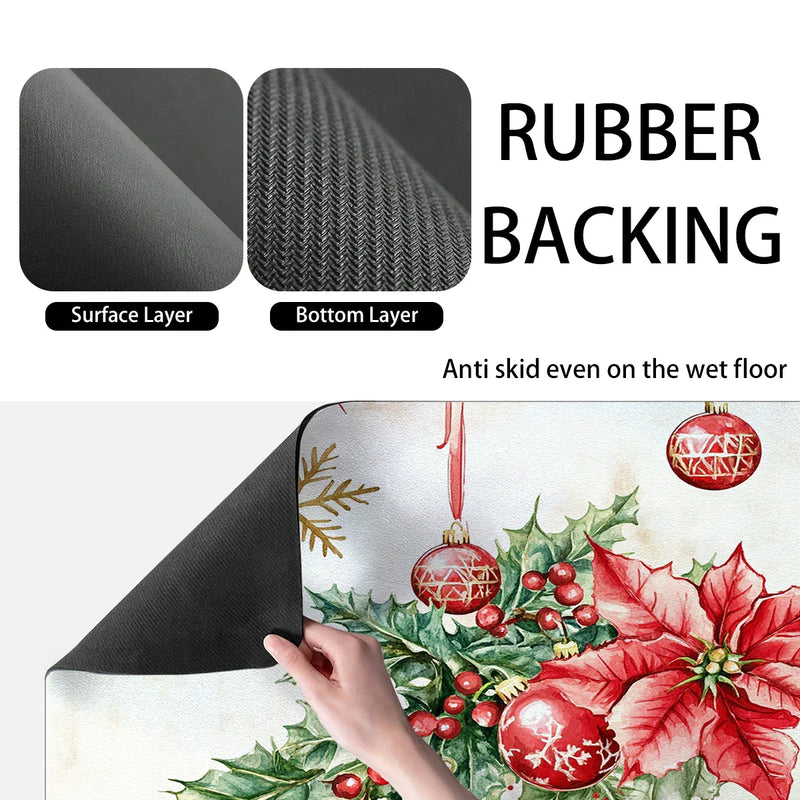 Axyaa Christmas Berry Kitchen Draining Mat