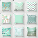 Axyaa Mint Green Blue Geometric Cushion Cover Modern Home Decor