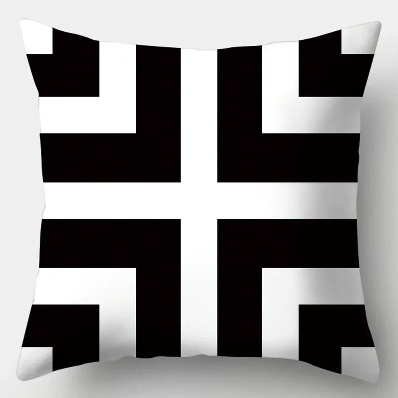 Axyaa Black White Modern Cushion Cover 45x45cm Polyester Decorative Pillow Case