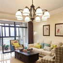 Axyaa European Oil Rubbed Bronze Chandelier with Glass Shades for Living Room & Kitchen