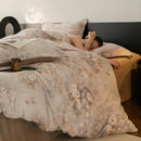 Axyaa Flower Print Velvet Bedding Set: Duvet Cover, Flat Sheet, Pillowcase