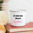 Axyaa Enamel Mug - Top Atsem Gift, Creative Print, School Drinkware, Home Handle