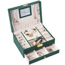 Axyaa 3-Layer Jewelry Organizer Box for Earrings, Rings, Necklaces - Mirror & Exquisite Gift