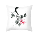 Axyaa Fresh Ink Flower Print Pillowcase: Perfect for Office, Living Room, Car Decor