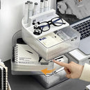 Axyaa Rotating Desk Organizer for Student Dorm Storage, Transparent Multi-Layer Stationery Box