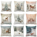 Axyaa Merry Christmas Cotton Linen Pillowcase Home Decor Happy New Year