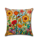 Axyaa Sunflower Linen Cushion Cover 45X45CM for Home Sofa Decor