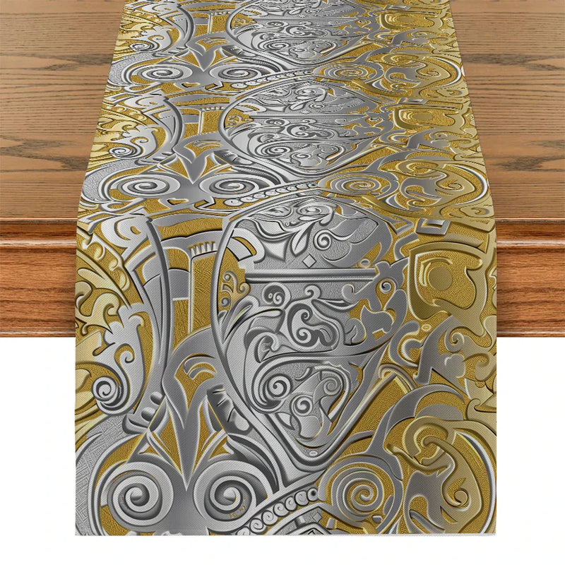 Axyaa Patterned Metallic Texture Table Runner for Home Decoration and Events