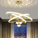 Axyaa Starry Sky Projection LED Chandelier with Remote Control - Black & Golden
