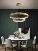 Axyaa Crystal LED Chandelier - Modern Luxury Dimmable Circle Hanging Lamp