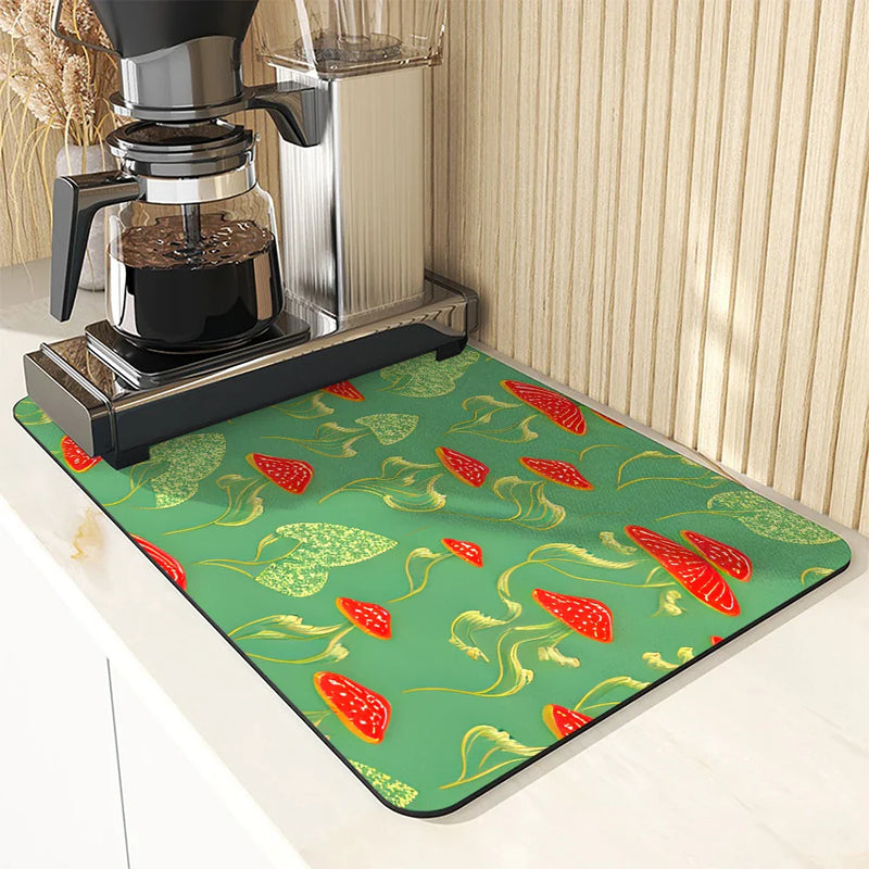 Axyaa Plant Leaf Kitchen Absorbent Draining Mat - Quick Dry Dish Drying Mat