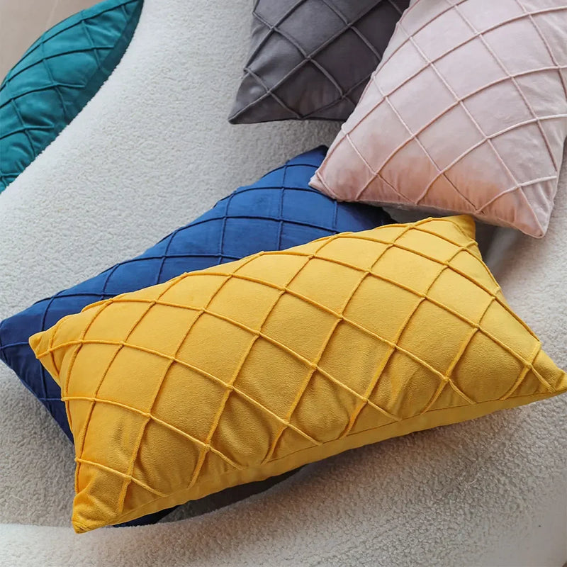 Yellow Soft Pillow Cover for Living Room Sofa Decor by Axyaa - Rectangular Chic Cushion Case