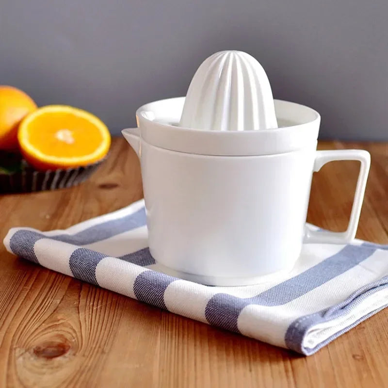 Axya Pure White Ceramic Juicer Mug - Easy Clean, Fresh Fruit Squeezer