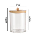 Axyaa Bamboo-Lidded Bathroom Organization Set for Powder Puffs, Cotton Swabs, Medicine Bottles