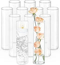Clear Glass Cylinder Vases 12 Inch Tall for Centerpieces, Wedding Decor, or Floating Candles by Axyaa