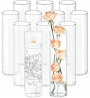 Clear Glass Cylinder Vases 12 Inch Tall for Centerpieces, Wedding Decor, or Floating Candles by Axyaa