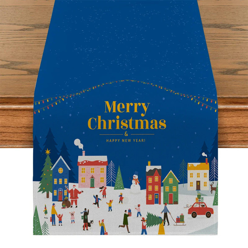 Axyaa Christmas Farmhouse Table Runner Holiday Decor Party Wedding