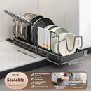 Axyaa Pot Lid Storage Rack: Under Cabinet Sliding Organizer for Pots, Pans, and Dishes