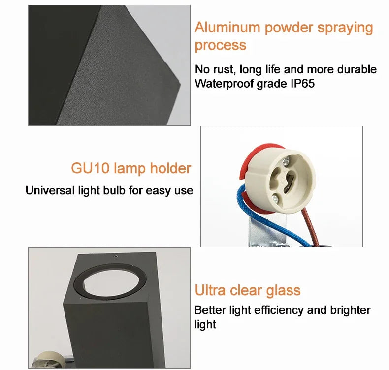 Axyaa Waterproof LED Wall Lights | Up Down GU10 Wall Lamp for Indoor Outdoor
