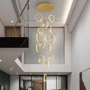 Axyaa LED Ring Pendant Chandelier | Adjustable Hanging Cables | Gold/Black | Home Dining Living Room