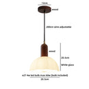 Axyaa White Glass LED Pendant Lights with Wood Handle - Modern Kitchen Decor