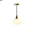 Axyaa Pumpkin Shell LED Pendant Light Fixture with White Glass Hanging Lamp