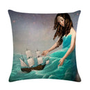 Axyaa Fairy Girl Linen Pillowcase for Home Decor 45X45CM