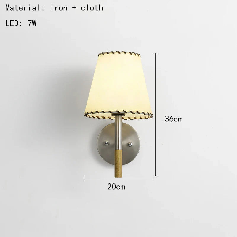 Axyaa White Cloth LED Wall Lamp with Changeable Silver Metal Sconce