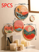 Axyaa Colorful Bamboo Circle Wall Hanging Room Decor Aesthetic Boho Style Gift