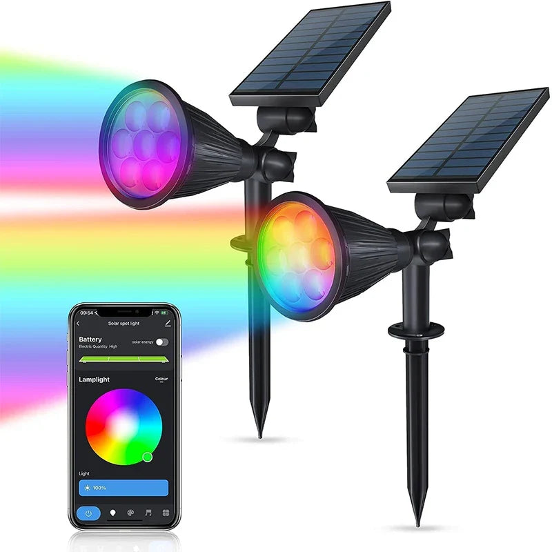 Axyaa Solar Powered 7LED Adjustable Spotlight Outdoor Wall Light