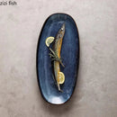 Axyaa Oval Fish Plate Ceramic Sushi Dessert Snack Serving Salad Restaurant Tableware
