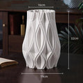 Axyaa Geometric Circle Ceramic Vase - White Streak Design - Handcrafted Floral Accessories