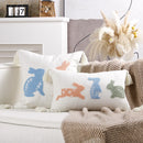 Axyaa Easter Bunny Embroidered Pillow Cover 45X45 - Cute Home Sofa Decoration