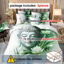 Axyaa Meditation Buddha Statues Pattern Duvet Cover Set