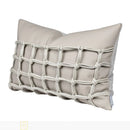 Axyaa Modern Orange Gray Leather Woven Cushion & Pillow Set