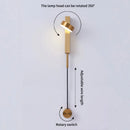 Axya Modern Rotating Black Wall Lamp with Switch for Bedroom Bedside