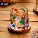 Axyaa Glass Tumbler Set with Wooden Tray, Premium Quality Whiskey Cup for Spirits