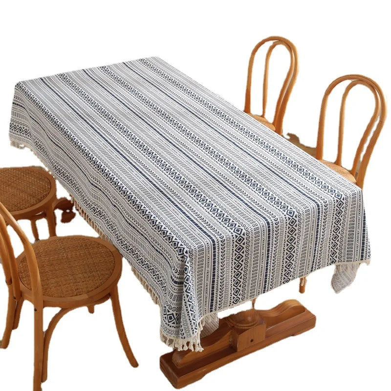 Axya™ Cotton Stripe Dining Tablecloth in Various Sizes for Bohemian Quality Home Decor.