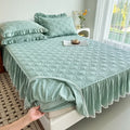 Axyaa Yarn-Dyed Cotton Bed Skirt with Lace, All-Season Mattress Topper