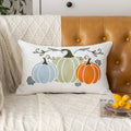 Axyaa Halloween Pumpkin Embroidered Pillow Cover Set for Home Decor
