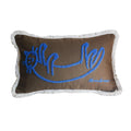 Axyaa Medieval Critter Embroidery Cushion Cover in Coffee Brown - 30x50cm