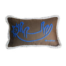 Axyaa Medieval Critter Embroidery Cushion Cover in Coffee Brown - 30x50cm